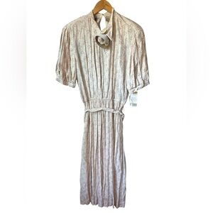 Vintage NWT 90s Liz Claiborne Belted Maxi Floral Cottagecore Sz 12 Pleats Prarie